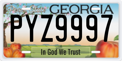 GA license plate PYZ9997