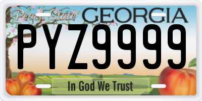 GA license plate PYZ9999