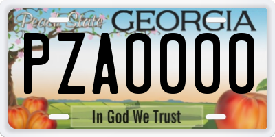 GA license plate PZA0000