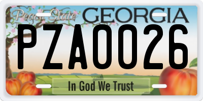 GA license plate PZA0026