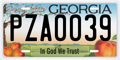 GA license plate PZA0039