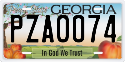 GA license plate PZA0074