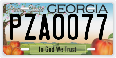GA license plate PZA0077