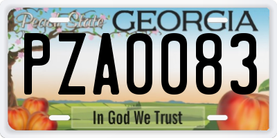 GA license plate PZA0083