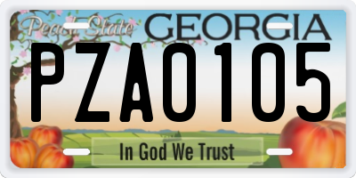 GA license plate PZA0105