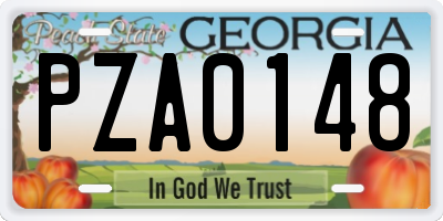 GA license plate PZA0148
