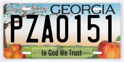 GA license plate PZA0151