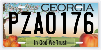 GA license plate PZA0176