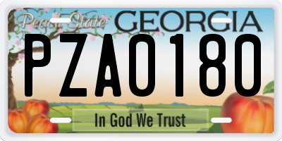 GA license plate PZA0180