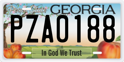 GA license plate PZA0188
