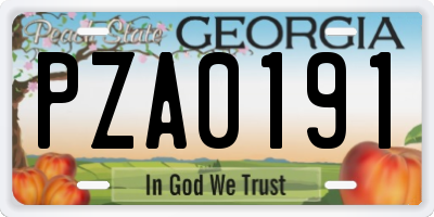 GA license plate PZA0191