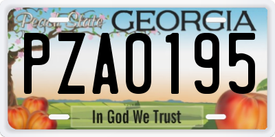 GA license plate PZA0195