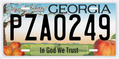 GA license plate PZA0249