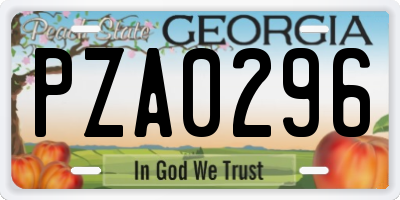 GA license plate PZA0296