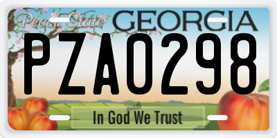 GA license plate PZA0298