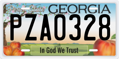 GA license plate PZA0328