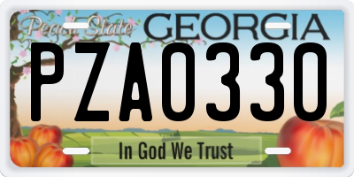 GA license plate PZA0330