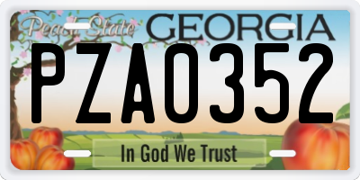 GA license plate PZA0352