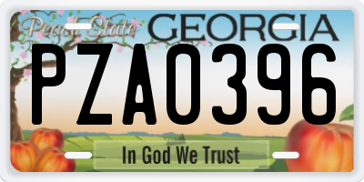 GA license plate PZA0396
