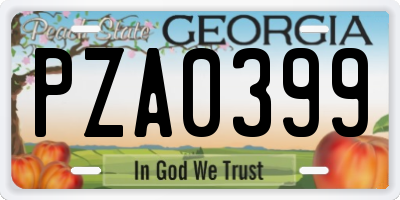 GA license plate PZA0399
