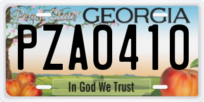 GA license plate PZA0410