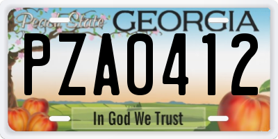 GA license plate PZA0412