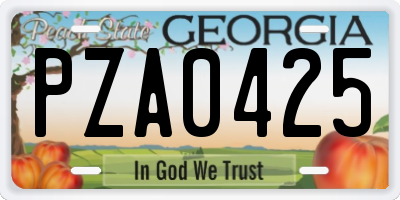 GA license plate PZA0425
