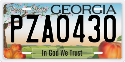 GA license plate PZA0430
