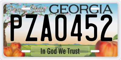 GA license plate PZA0452