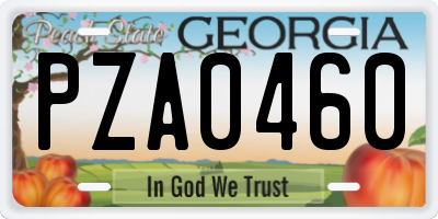 GA license plate PZA0460