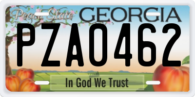 GA license plate PZA0462