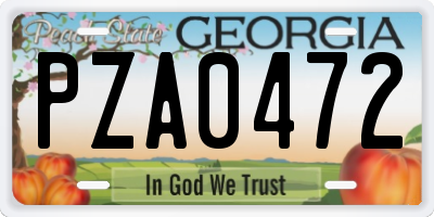 GA license plate PZA0472