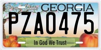 GA license plate PZA0475