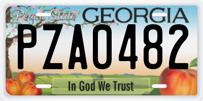 GA license plate PZA0482