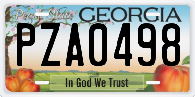 GA license plate PZA0498