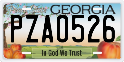 GA license plate PZA0526
