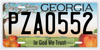 GA license plate PZA0552