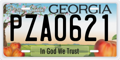 GA license plate PZA0621