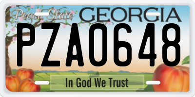 GA license plate PZA0648