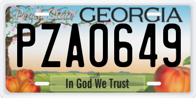 GA license plate PZA0649