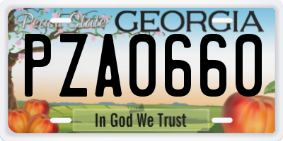 GA license plate PZA0660