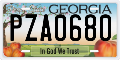 GA license plate PZA0680