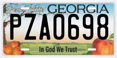 GA license plate PZA0698