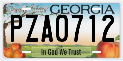 GA license plate PZA0712