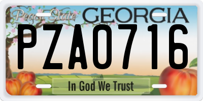 GA license plate PZA0716