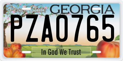 GA license plate PZA0765