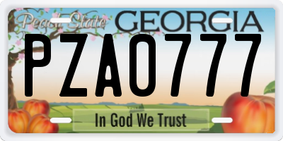 GA license plate PZA0777