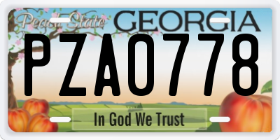 GA license plate PZA0778