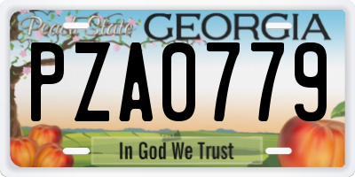 GA license plate PZA0779