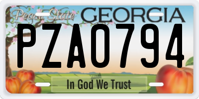 GA license plate PZA0794